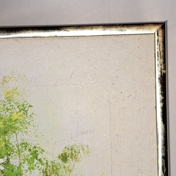 Vintage Garden Scene Wall Art with Gold Frame Signed By LINDA 12x16 - Picture 2 of 16